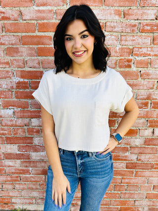Different Views Short Sleeve Top • Oatmeal-Blu Pepper-Shop Anchored Bliss Women's Boutique Clothing Store