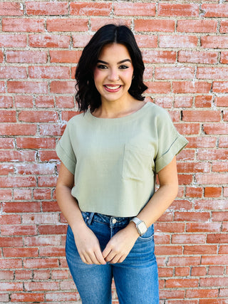 Different Views Short Sleeve Top • Olive-Blu Pepper-Shop Anchored Bliss Women's Boutique Clothing Store