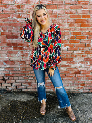 Distracted By You Floral Top • Jewel Tones-Haptics-Shop Anchored Bliss Women's Boutique Clothing Store