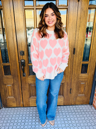 Don’t Let Me Go Heart Sweater • Cream Mix-Stacey Kluttz-Shop Anchored Bliss Women's Boutique Clothing Store