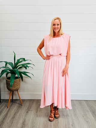 Dream About You Top & Maxi Skirt Set • Pink-Blu Pepper-Shop Anchored Bliss Women's Boutique Clothing Store