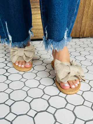 Let’s Meet Up Bow Sandals • Beige-JP Original Corp-Shop Anchored Bliss Women's Boutique Clothing Store