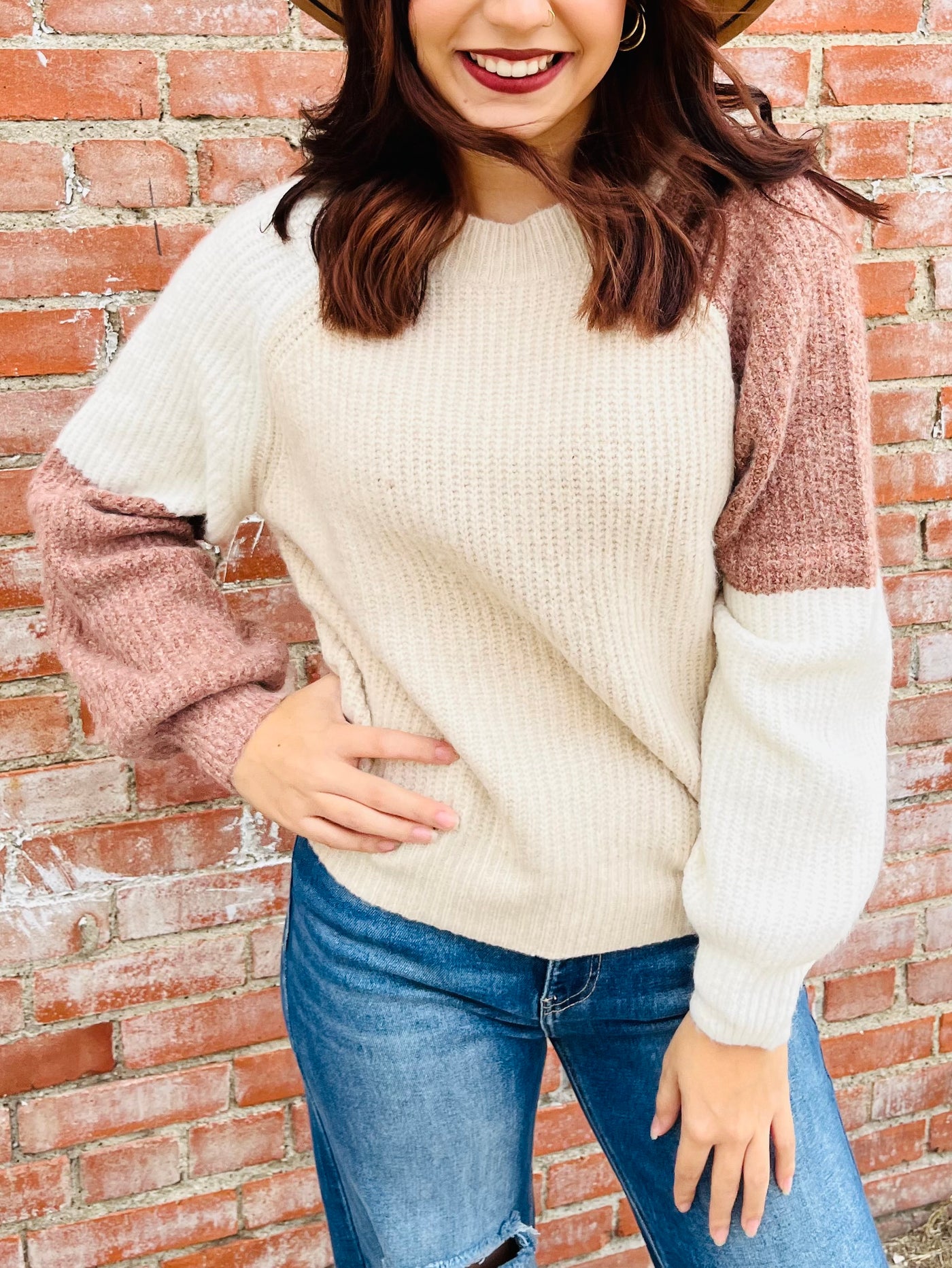 Forever Yours Color Block Sweater • Neutrals-Bibi-Shop Anchored Bliss Women's Boutique Clothing Store