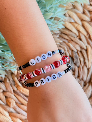 Lion Pride Bracelet Set•Red and White-Stacey Kluttz-Shop Anchored Bliss Women's Boutique Clothing Store