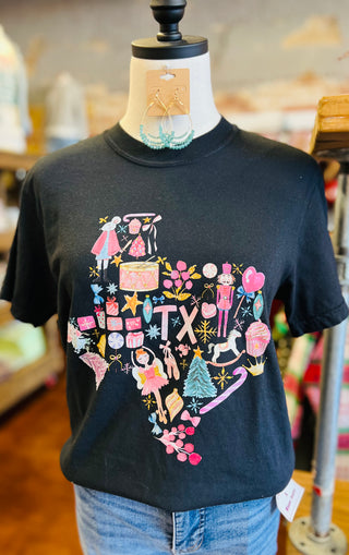 Texas Nutcracker Christmas Graphic Tee-Harps & Oli-Shop Anchored Bliss Women's Boutique Clothing Store