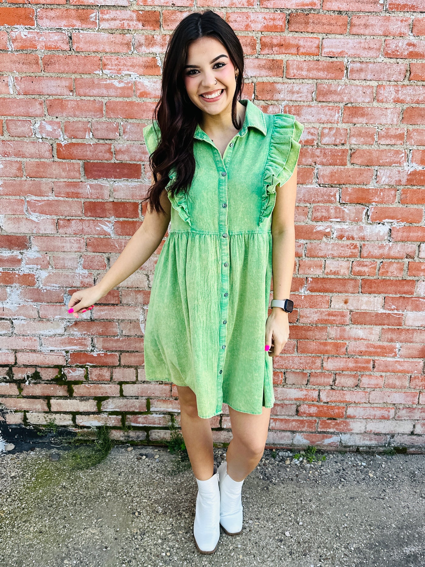 Different Views Button Down Dress • Green-Tracy Zelenuk-Shop Anchored Bliss Women's Boutique Clothing Store