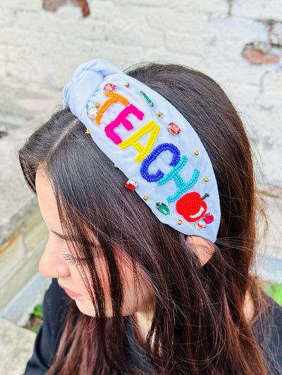 Teach Your Heart Out Embellished Headband • White-DMC-Shop Anchored Bliss Women's Boutique Clothing Store