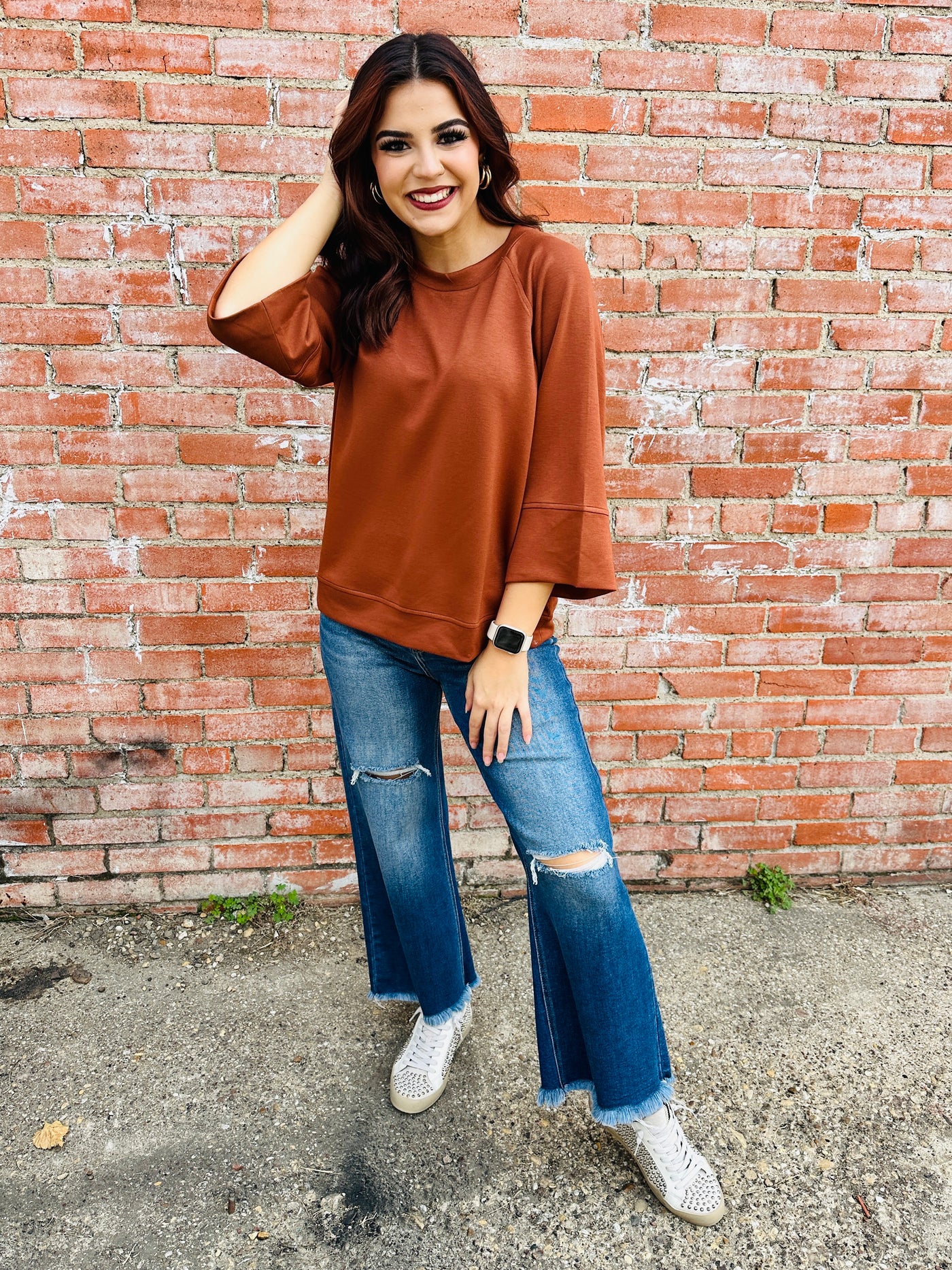 Make the Call Wide Sleeve Top • Camel-Umgee-Shop Anchored Bliss Women's Boutique Clothing Store