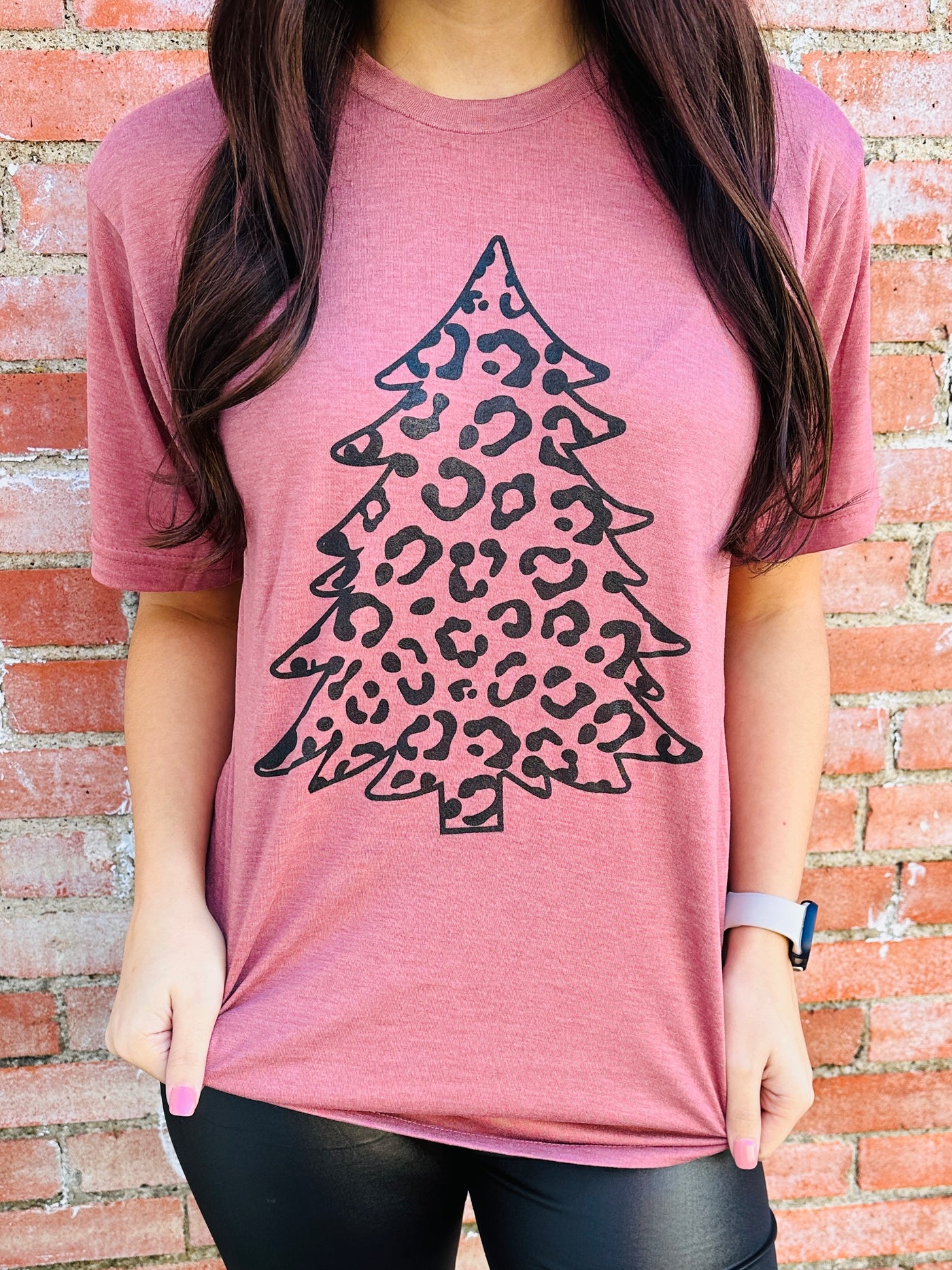 Leopard Christmas Tree Graphic Tee-Harps & Oli-Shop Anchored Bliss Women's Boutique Clothing Store