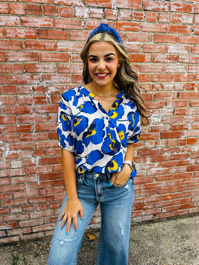 See You Soon Floral Top • Blue Mix-Umgee-Shop Anchored Bliss Women's Boutique Clothing Store