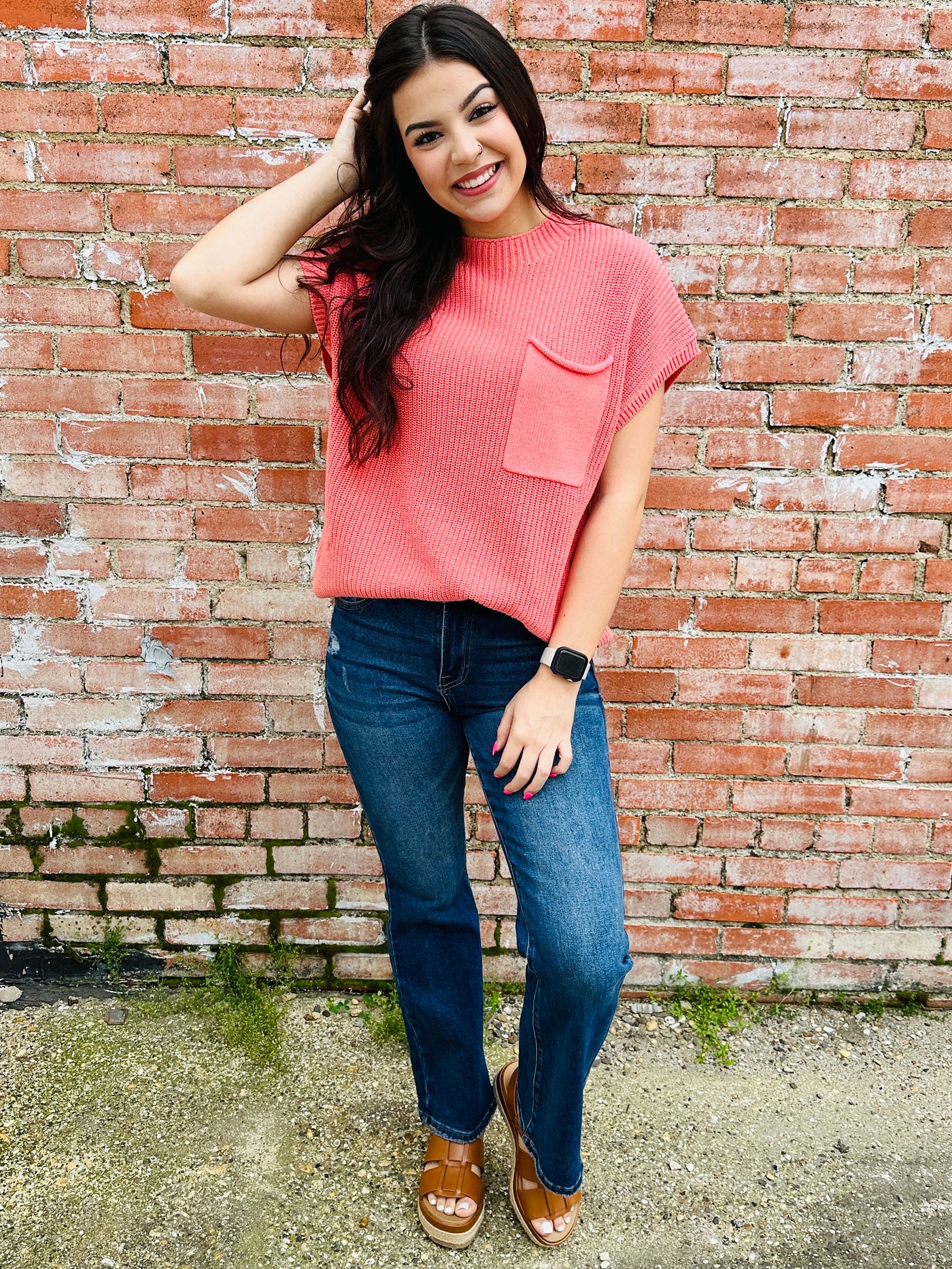 Until Next Time Sweater Top • Coral-Andree by Unit-Shop Anchored Bliss Women's Boutique Clothing Store