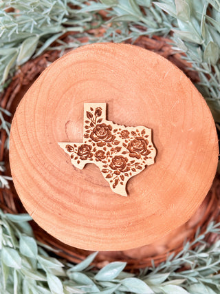 Floral Texas Magnet • Engraved Wood Home Accent-Brittany Carl-Shop Anchored Bliss Women's Boutique Clothing Store