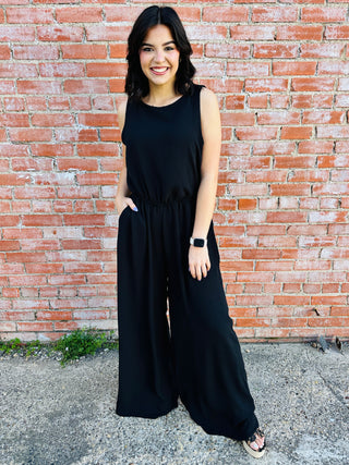 Into the Night Sleeveless Pant Jumpsuit • Black-EESome-Shop Anchored Bliss Women's Boutique Clothing Store