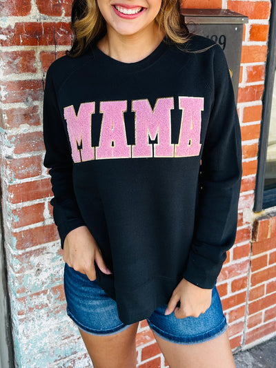 Mama Chenille Patch Sweatshirt-Texas True Threads-Shop Anchored Bliss Women's Boutique Clothing Store