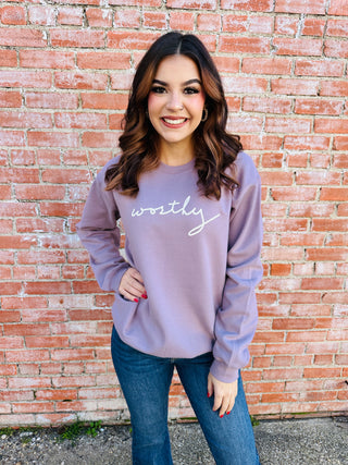 Worthy Graphic Sweatshirt-LaMousey-Shop Anchored Bliss Women's Boutique Clothing Store