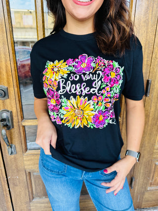 So Very Blessed Hand Drawn Graphic Tee-Texas True Threads-Shop Anchored Bliss Women's Boutique Clothing Store