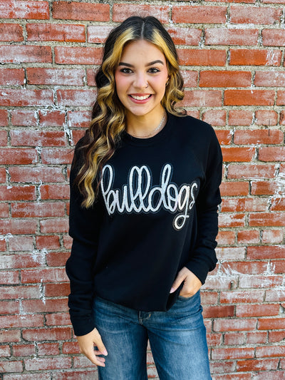 Bulldog Sequin Sweatshirt-Harps & Oli-Shop Anchored Bliss Women's Boutique Clothing Store