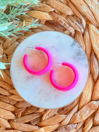 Fierce Fuchsia Hoop Earrings-Brittany Carl-Shop Anchored Bliss Women's Boutique Clothing Store