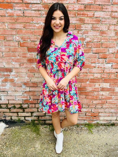 A Beautiful Day Floral Dress • Pink Mix-Umgee-Shop Anchored Bliss Women's Boutique Clothing Store