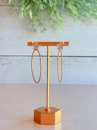 Lizzie Star Studded Hoop Earrings • Gold-DMC-Shop Anchored Bliss Women's Boutique Clothing Store