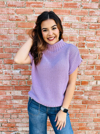 Picture Perfect Short Sleeved Sweater • Lilac-Stacey Kluttz-Shop Anchored Bliss Women's Boutique Clothing Store