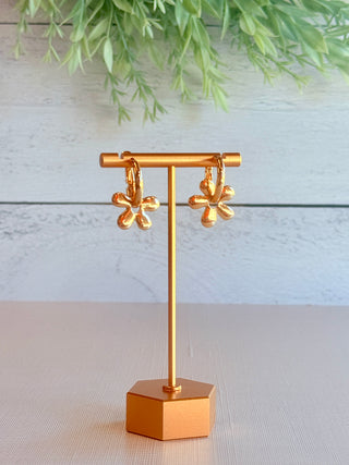 April Flower Hoop Earrings • Gold-DMC-Shop Anchored Bliss Women's Boutique Clothing Store