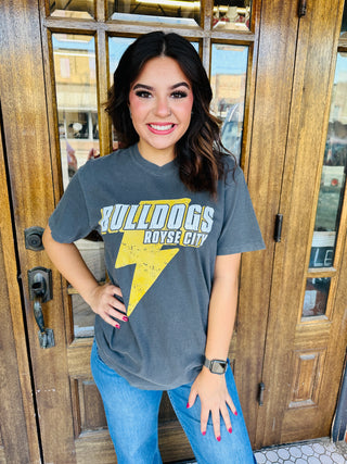 Bulldogs Distressed Bolt Graphic Tee-Harps & Oli-Shop Anchored Bliss Women's Boutique Clothing Store