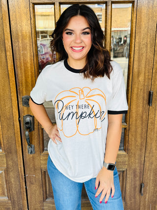Hey There Pumpkin Ringer Graphic Tee-PPTX-Shop Anchored Bliss Women's Boutique Clothing Store
