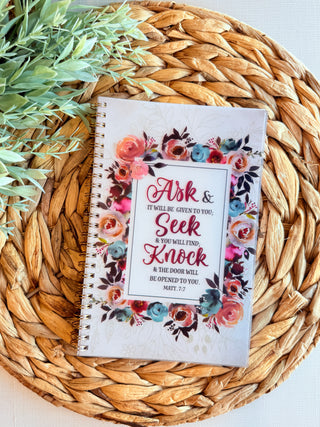 Ask, Seek, Knock Floral Faith Journal-Brittany Carl-Shop Anchored Bliss Women's Boutique Clothing Store