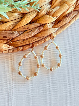 Hillary Teardrop Earrings • Pearl & Gold-DMC-Shop Anchored Bliss Women's Boutique Clothing Store