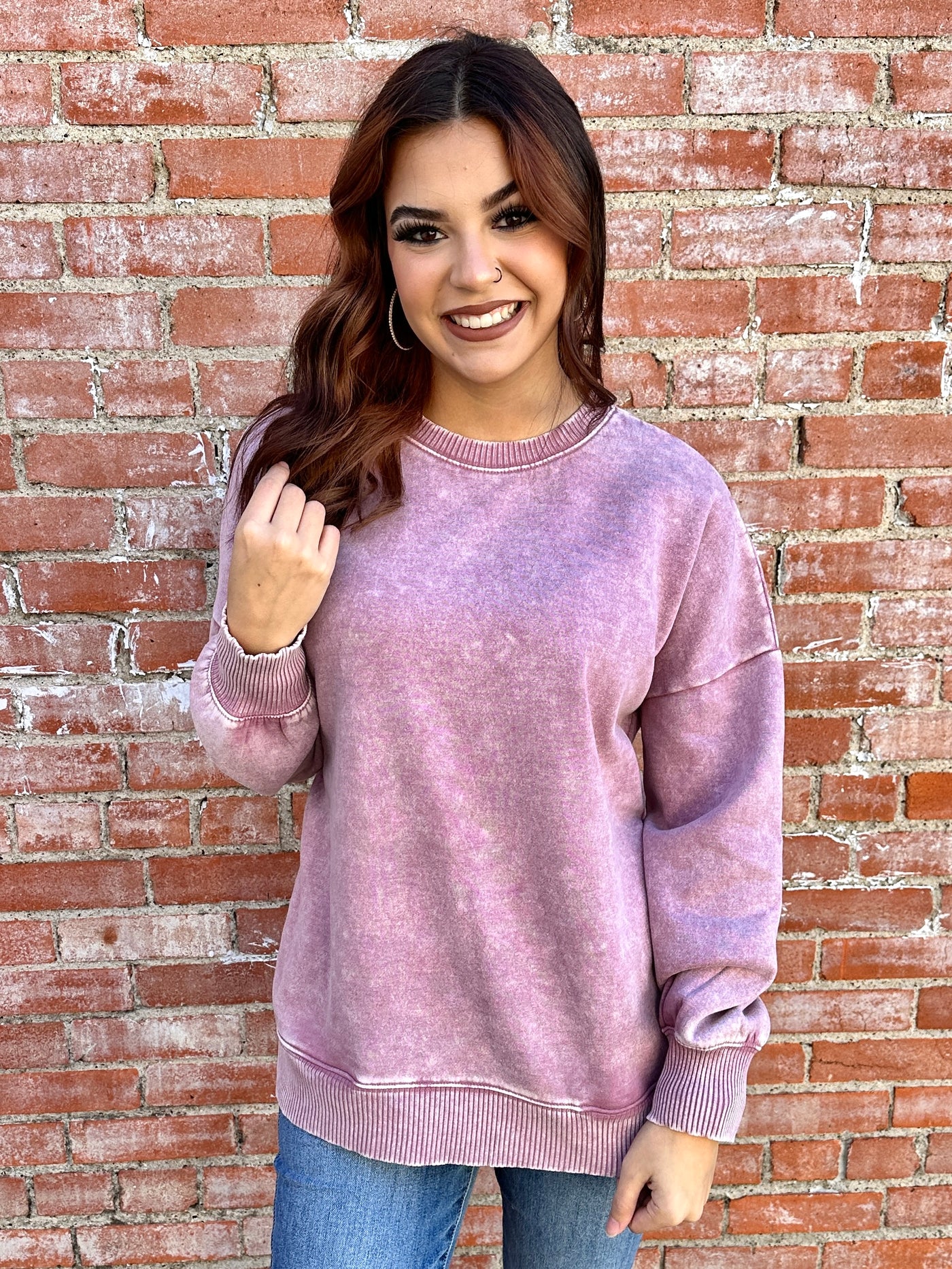 Coziest By Your Side Acid Washed Pullover • Light Rose-Zenana-Shop Anchored Bliss Women's Boutique Clothing Store