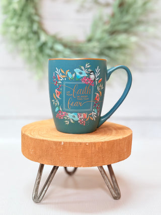 Faith Be Bigger Teal Floral Coffee Mug-Brittany Carl-Shop Anchored Bliss Women's Boutique Clothing Store