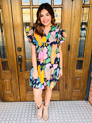 Something Spectacular Smocked Flutter Sleeve Mini Dress • Navy-Umgee-Shop Anchored Bliss Women's Boutique Clothing Store