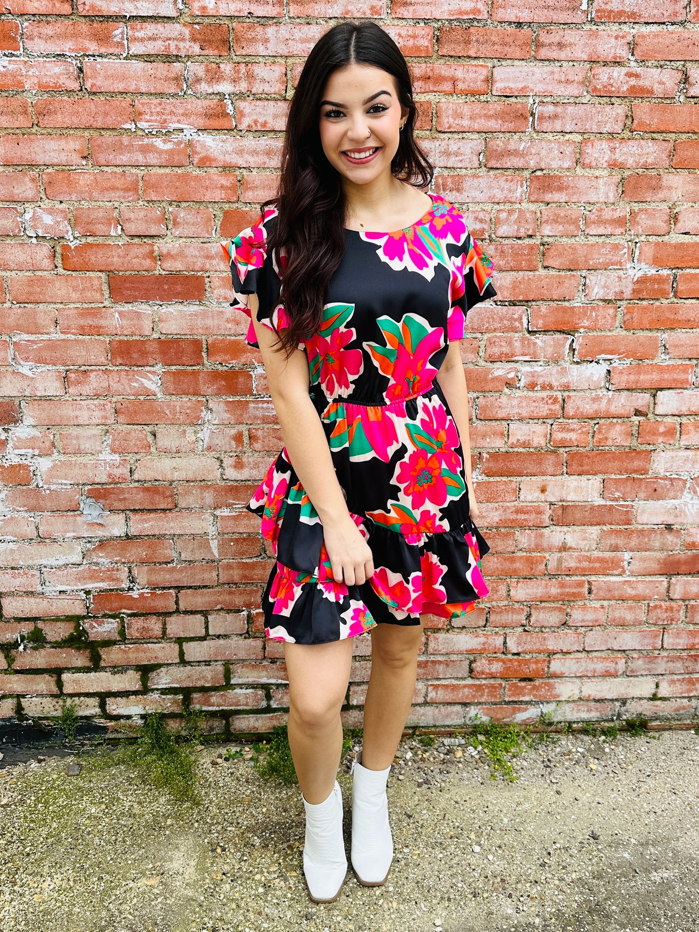Undeniable Love Floral Dress • Black-Umgee-Shop Anchored Bliss Women's Boutique Clothing Store