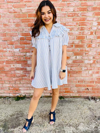 Have Your Way Striped Mini Dress • Blue-Umgee-Shop Anchored Bliss Women's Boutique Clothing Store