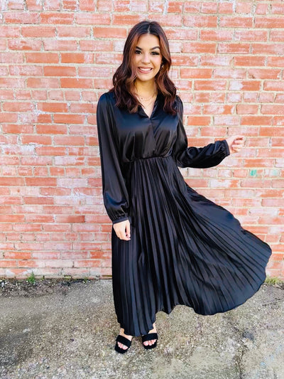 All Because of You Long Sleeve Dress • Black-She+Sky-Shop Anchored Bliss Women's Boutique Clothing Store