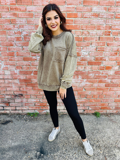 Always On Your Side Acid Washed Pullover • Mocha-Zenana-Shop Anchored Bliss Women's Boutique Clothing Store