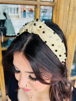 Bulldog Babe Pearl Embellished Headband • Gold-Song Lily-Shop Anchored Bliss Women's Boutique Clothing Store