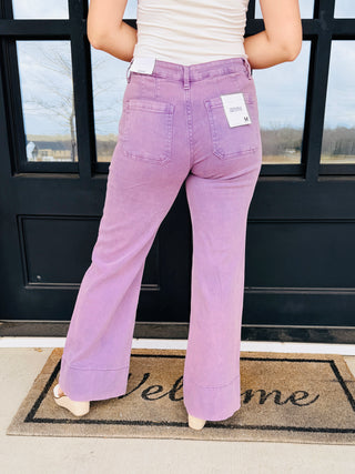 Found Your Way Mid Rise Wide Leg Jeans • Purple-Zenana-Shop Anchored Bliss Women's Boutique Clothing Store
