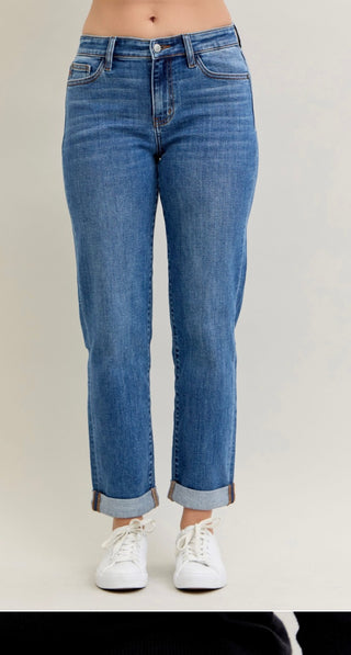 Judy Blue A Wholesome Heart Boyfriend Denim Jeans-Judy Blue-Shop Anchored Bliss Women's Boutique Clothing Store