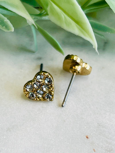Love At First Sight Rhinestone Heart Stud Earrings-DMC-Shop Anchored Bliss Women's Boutique Clothing Store