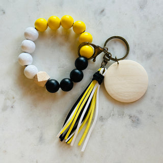 Classy Keys Wristlet Keychain • Black, Yellow, & White-Brittany Carl-Shop Anchored Bliss Women's Boutique Clothing Store