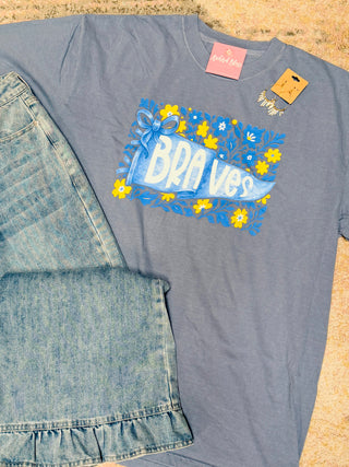 Braves Watercolor Pennant Graphic Tee-Harps & Oli-Shop Anchored Bliss Women's Boutique Clothing Store