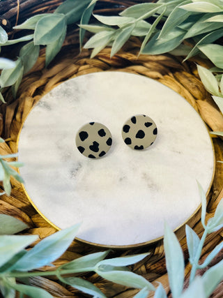 Lizzie Circle Stud Earrings • Grey Dalmatian-Suzie Q-Shop Anchored Bliss Women's Boutique Clothing Store