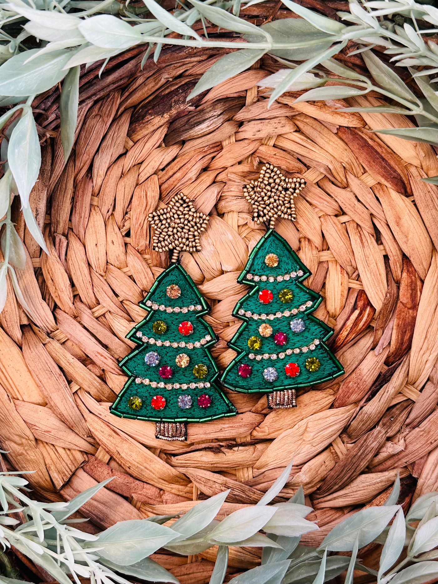 Oh Christmas Tree Beaded Earrings-Camel Threads-Shop Anchored Bliss Women's Boutique Clothing Store