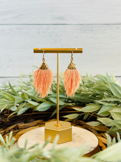 Time to Shine Fringe Earrings • Peach-Brittany Carl-Shop Anchored Bliss Women's Boutique Clothing Store