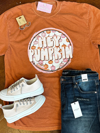 PRE-ORDER Hey Pumpkin Retro Graphic Tee-Harps & Oli-Shop Anchored Bliss Women's Boutique Clothing Store