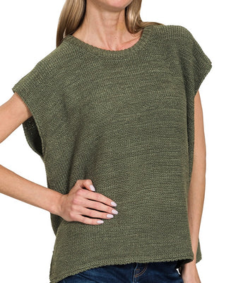 Never Too Far Crew Neck Sweater Top • Olive-Zenana-Shop Anchored Bliss Women's Boutique Clothing Store