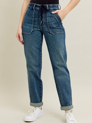 Judy Blue Doing So Good Vintage Denim Joggers-Judy Blue-Shop Anchored Bliss Women's Boutique Clothing Store