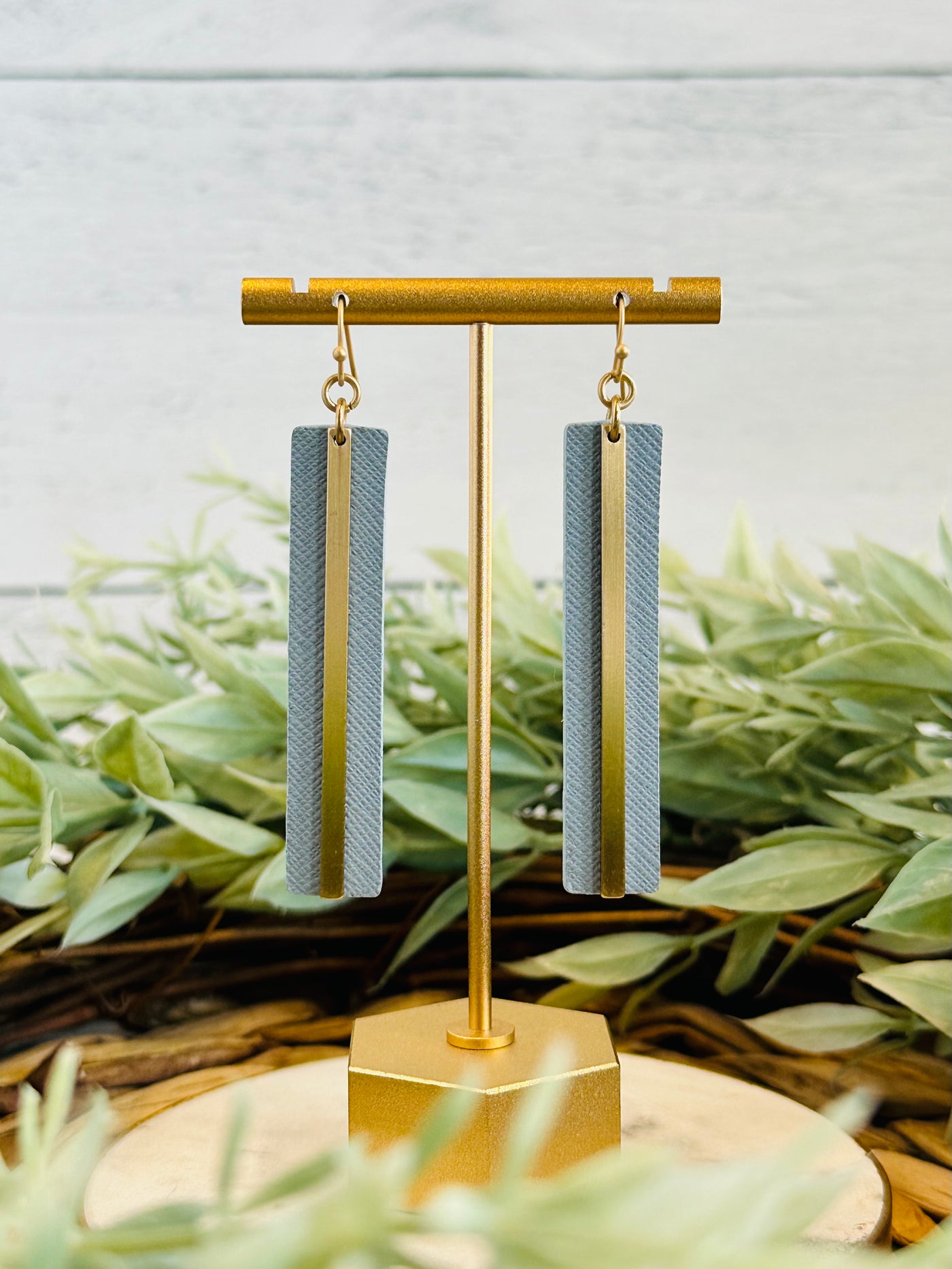 All of Me Gold and Blue Bar Earrings-Brittany Carl-Shop Anchored Bliss Women's Boutique Clothing Store